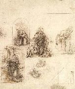 Leonardo  Da Vinci Studies for a Nativity oil painting artist
